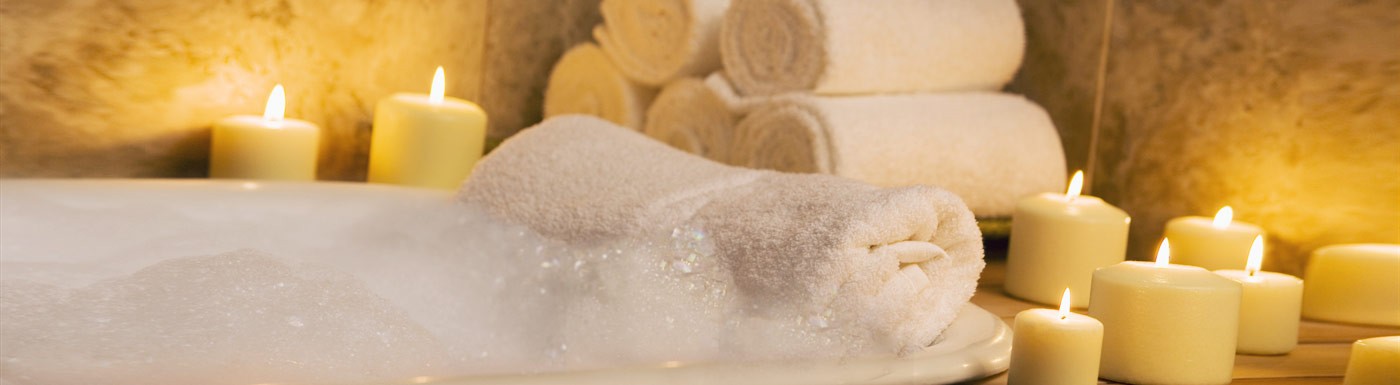 hot bubble bath with relaxing ambiance